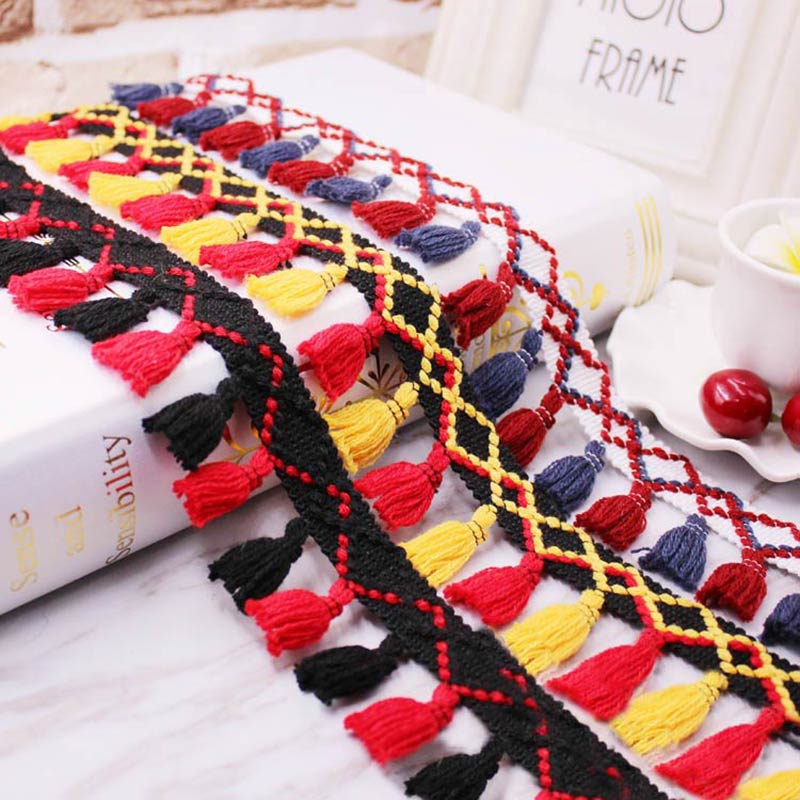 Home Ec Textiles - 1yard/lot kain trim pinggiran rumbai kain