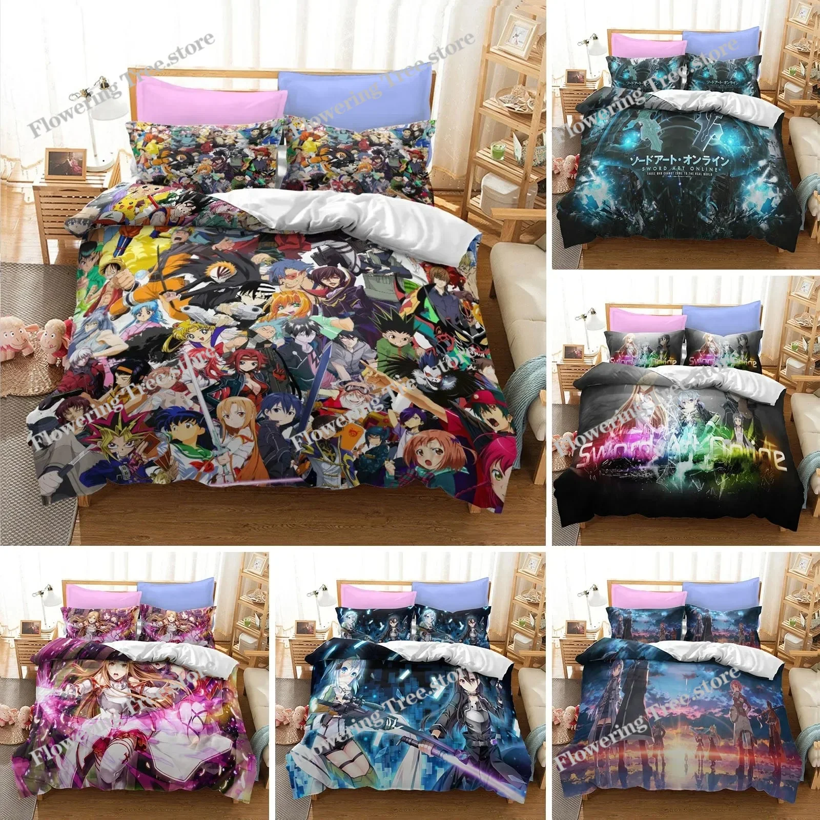 Home Textiles Online - Set Tempat Tidur Anime Sword Art
