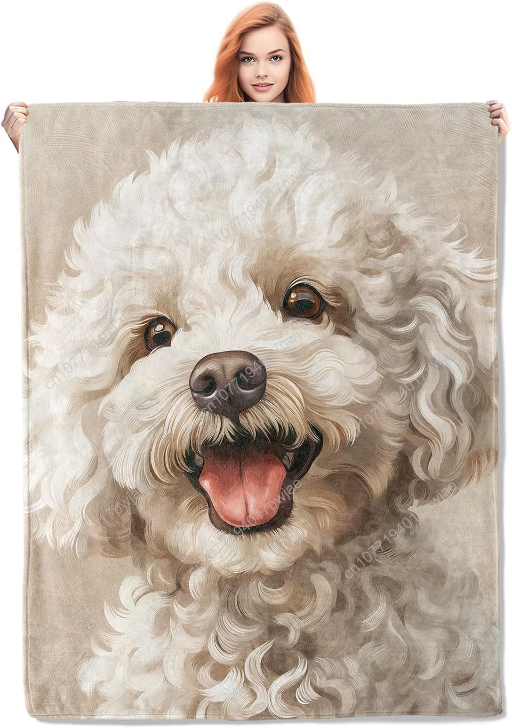 Home Textiles Designer - Selimut Potret Poodle yang Menyenangkan Desain