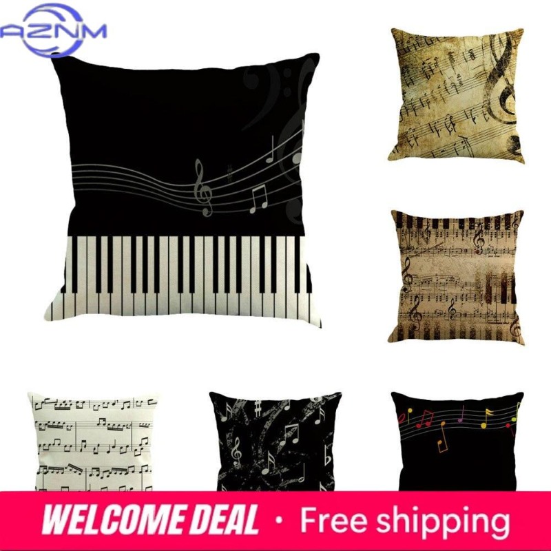 Home Textiles Notes - Sarung Bantal Cetak Not Musik Persegi