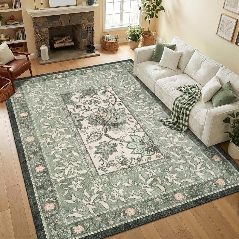 Home Textiles Online - Karpet Cetak Tanaman Retro untuk Ruang