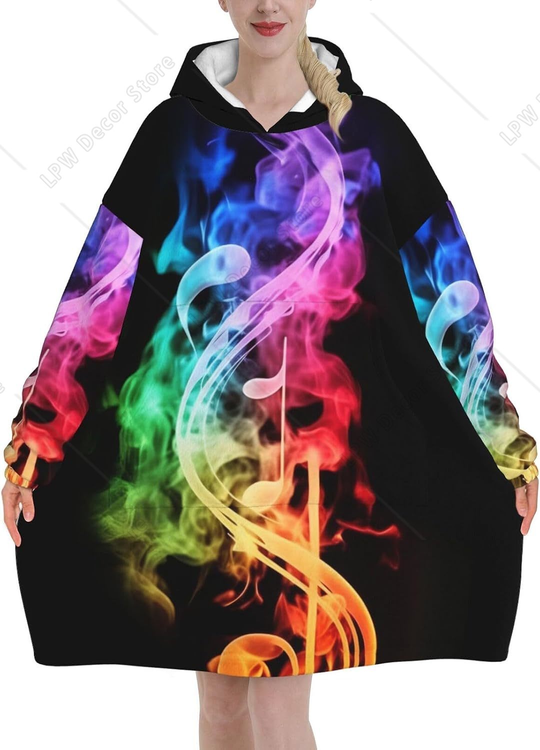 Home Textiles Notes - Hoodie Selimut Bermotif Not Musik Berwarna-warni