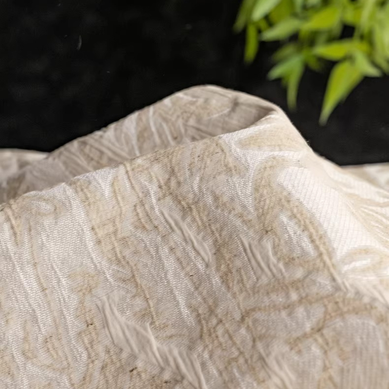 Kain Linen Jacquard Beige Moti - Home Textiles Designer ulasan dan harga