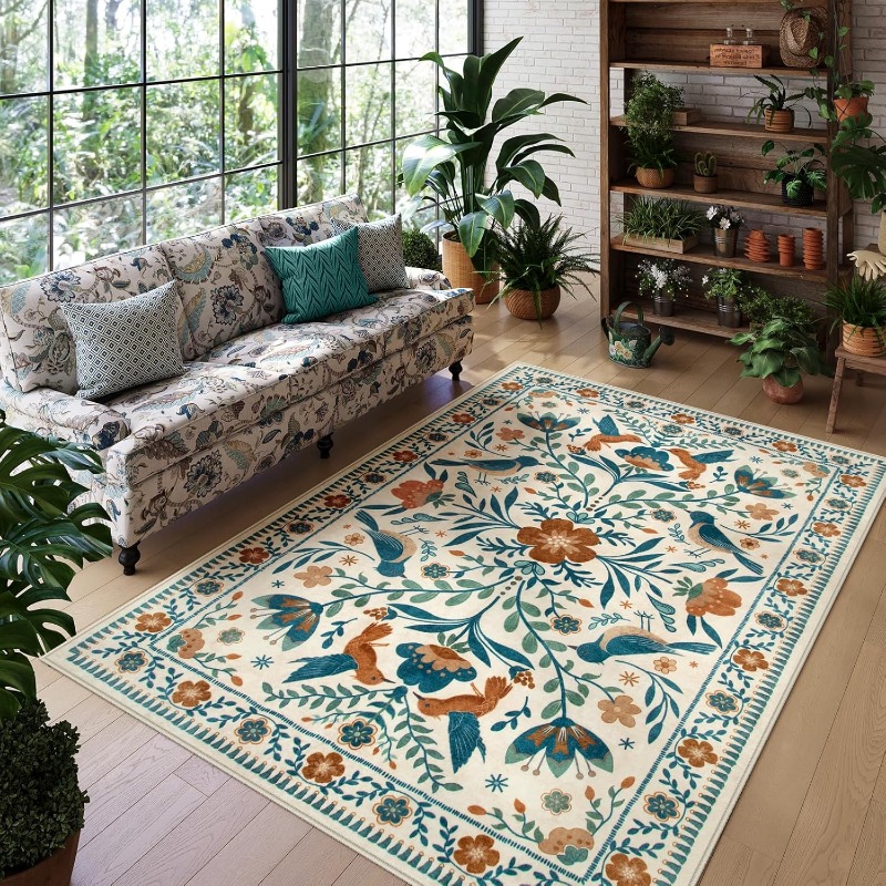 Karpet Ruang Tamu Pola Tanaman - Home Textiles Online ulasan dan harga