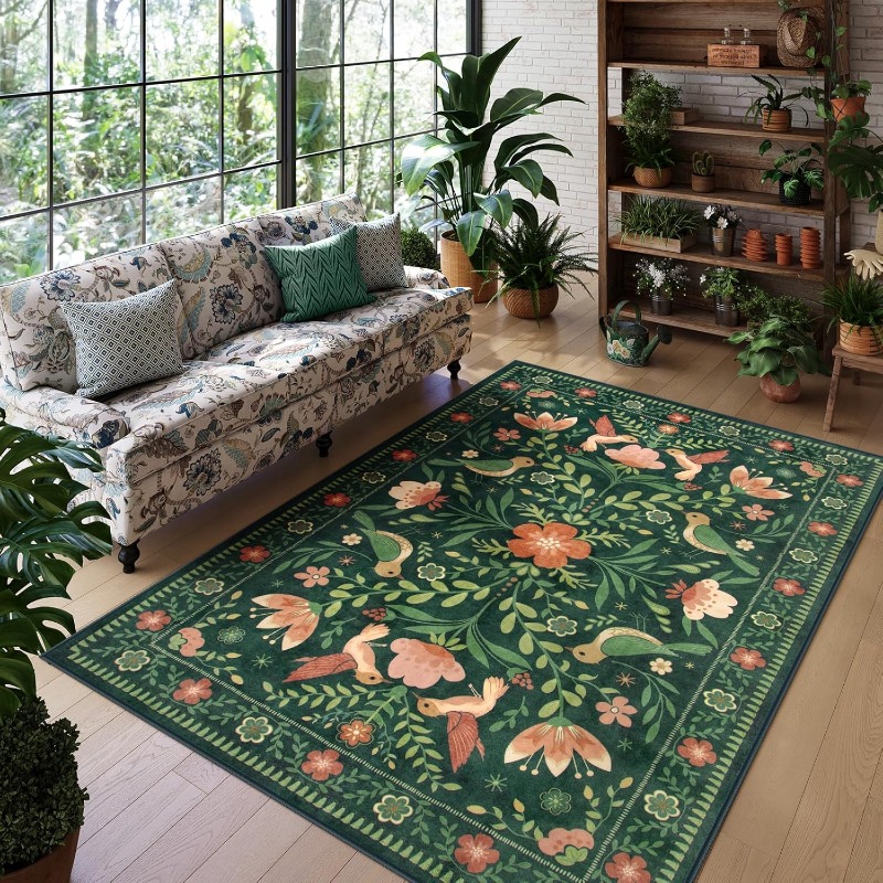 Karpet Ruang Tamu Pola Tanaman - Home Textiles Online ulasan dan harga