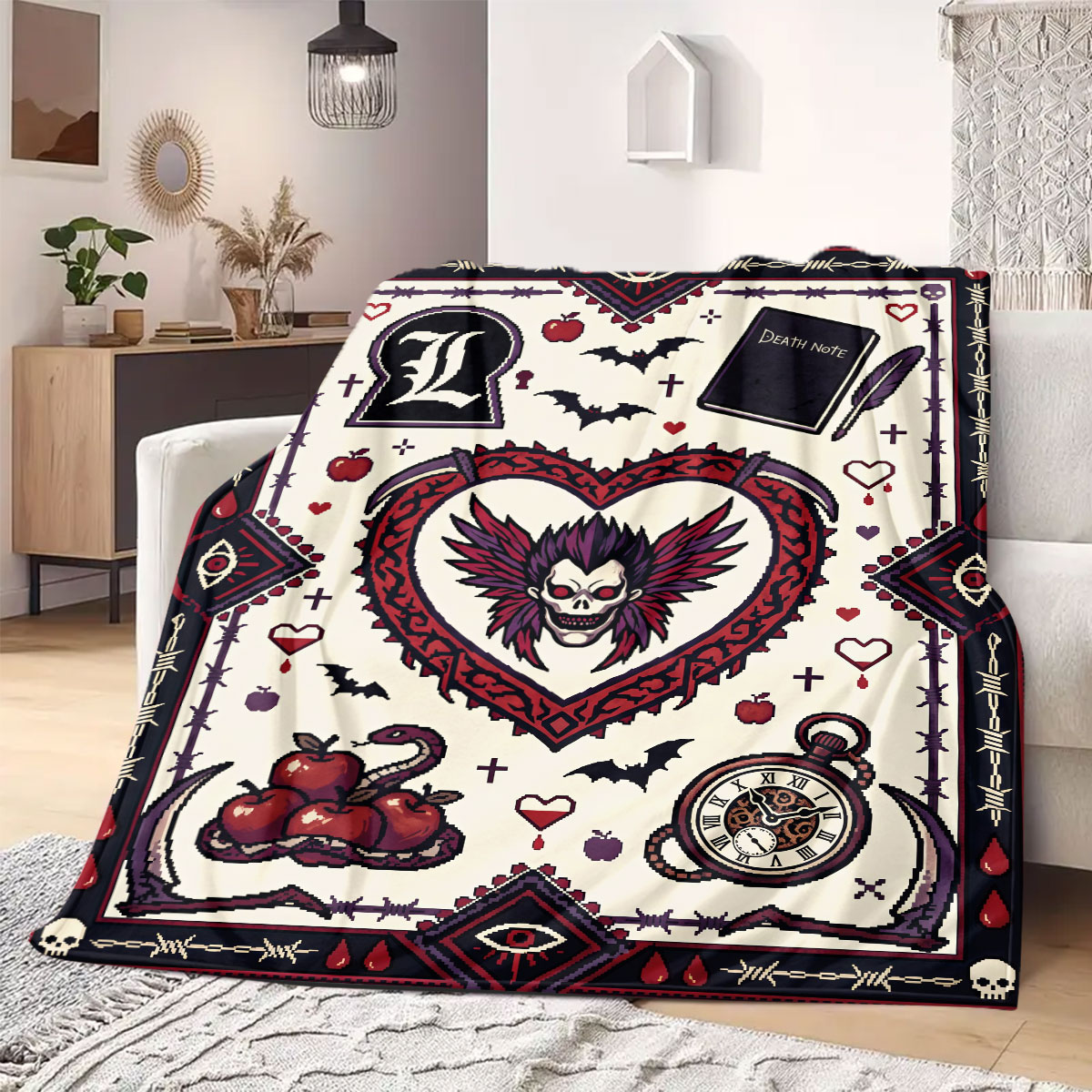 Selimut Flanel Motif Death Not - Home Textiles Notes ulasan dan harga