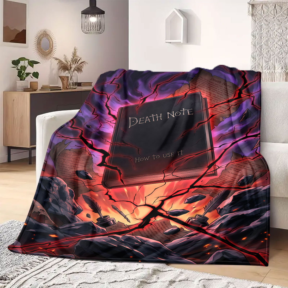 Selimut Flanel Motif Death Not - Home Textiles Notes ulasan dan harga
