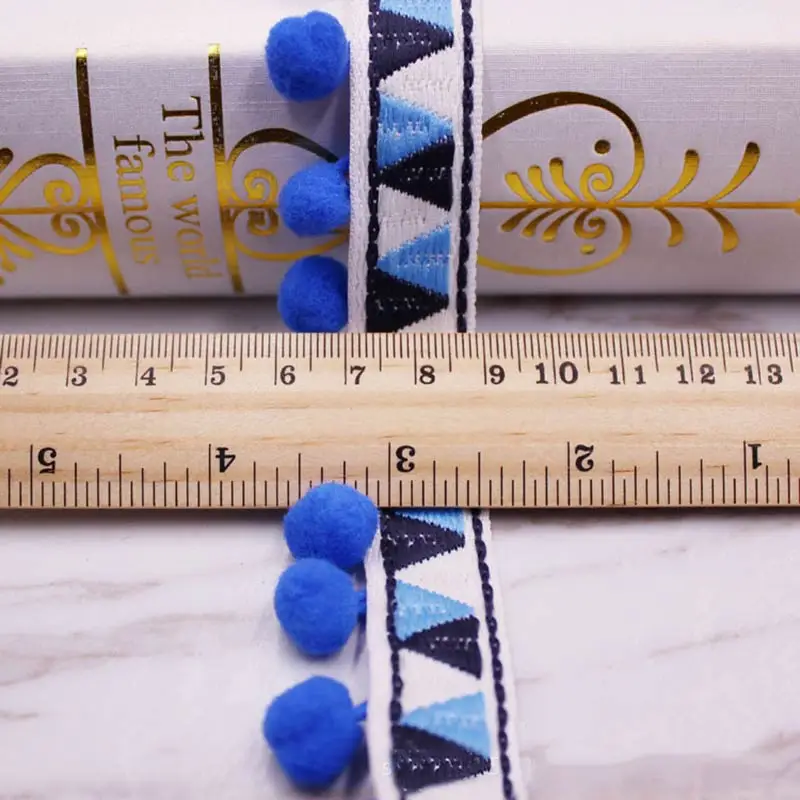 1-10yard Pompom renda bola Tri - Home Ec Textiles ulasan dan harga