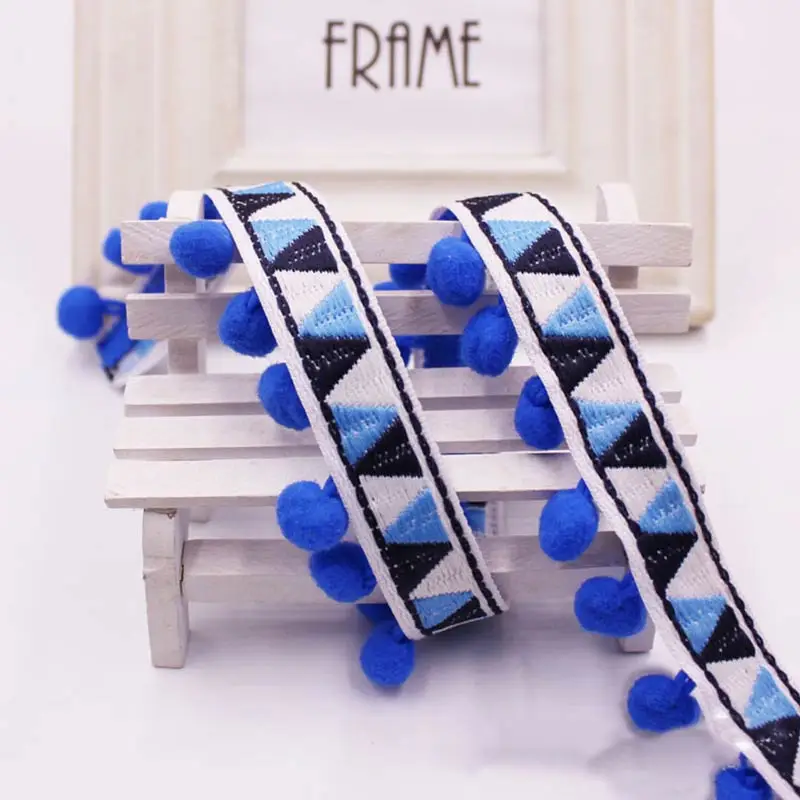 1-10yard Pompom renda bola Tri - Home Ec Textiles ulasan dan harga