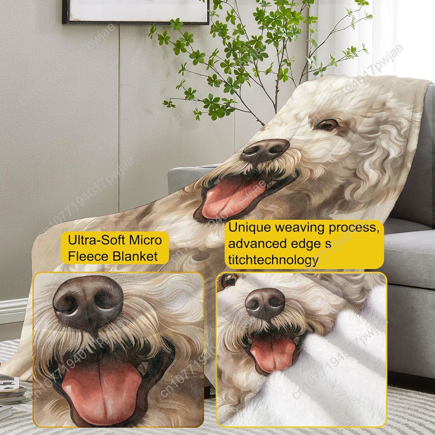 Selimut Potret Poodle yang Men - Home Textiles Designer ulasan dan harga